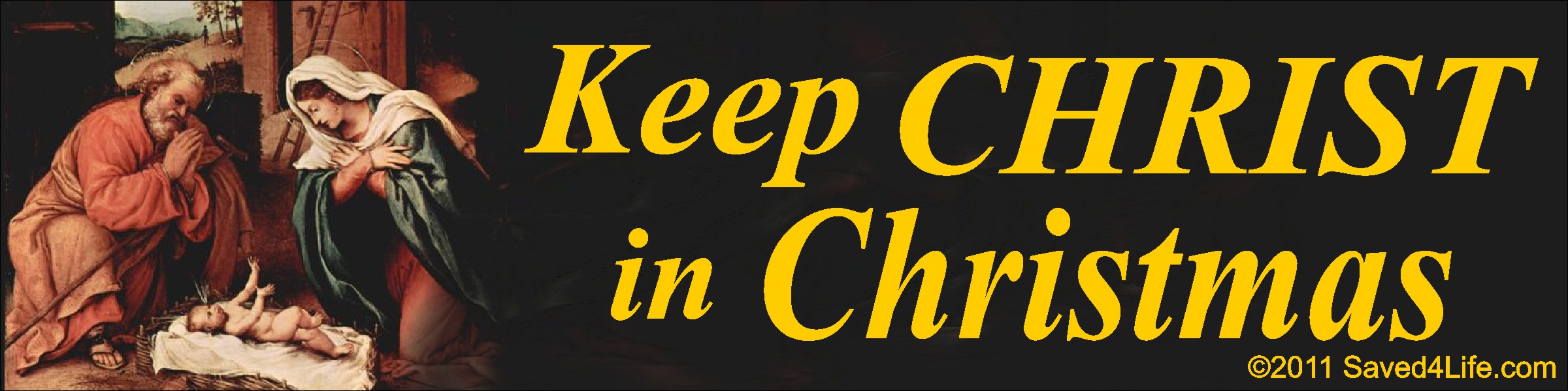 Keep Christ In Christmas (Nativity) 3.5x12 Bumper Stickers - Click Image to Close